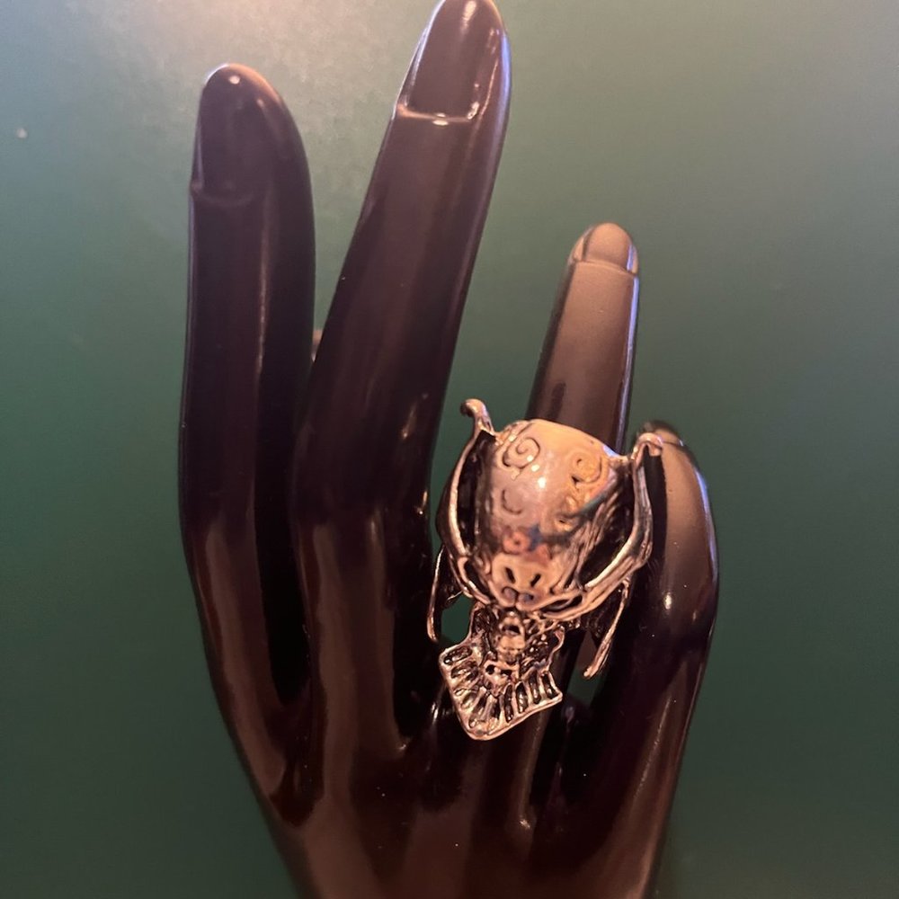 Heavy Stainless Steel Biker's Alien Skull Ring